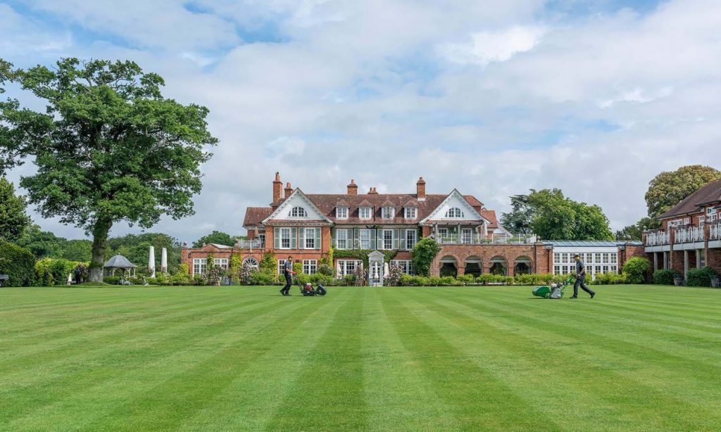 Chewton Glen Hotel and Space Facade from Croquet Lawn